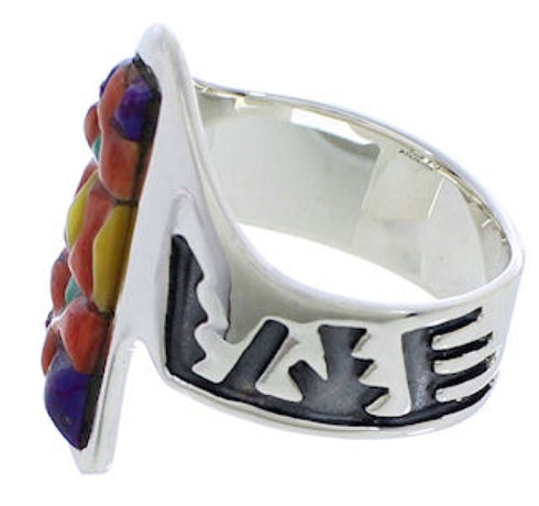 Sterling Silver Southwest Multicolor Ring Size 8-1/4 EX40935